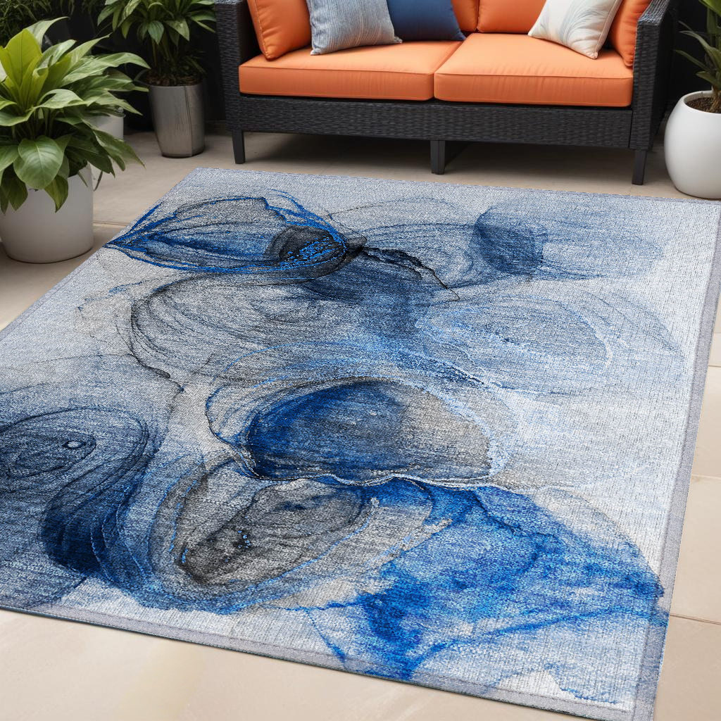 Stylish Purple Washable Non-Skid Abstract Runner Rug for Indoor & Outdoor Use