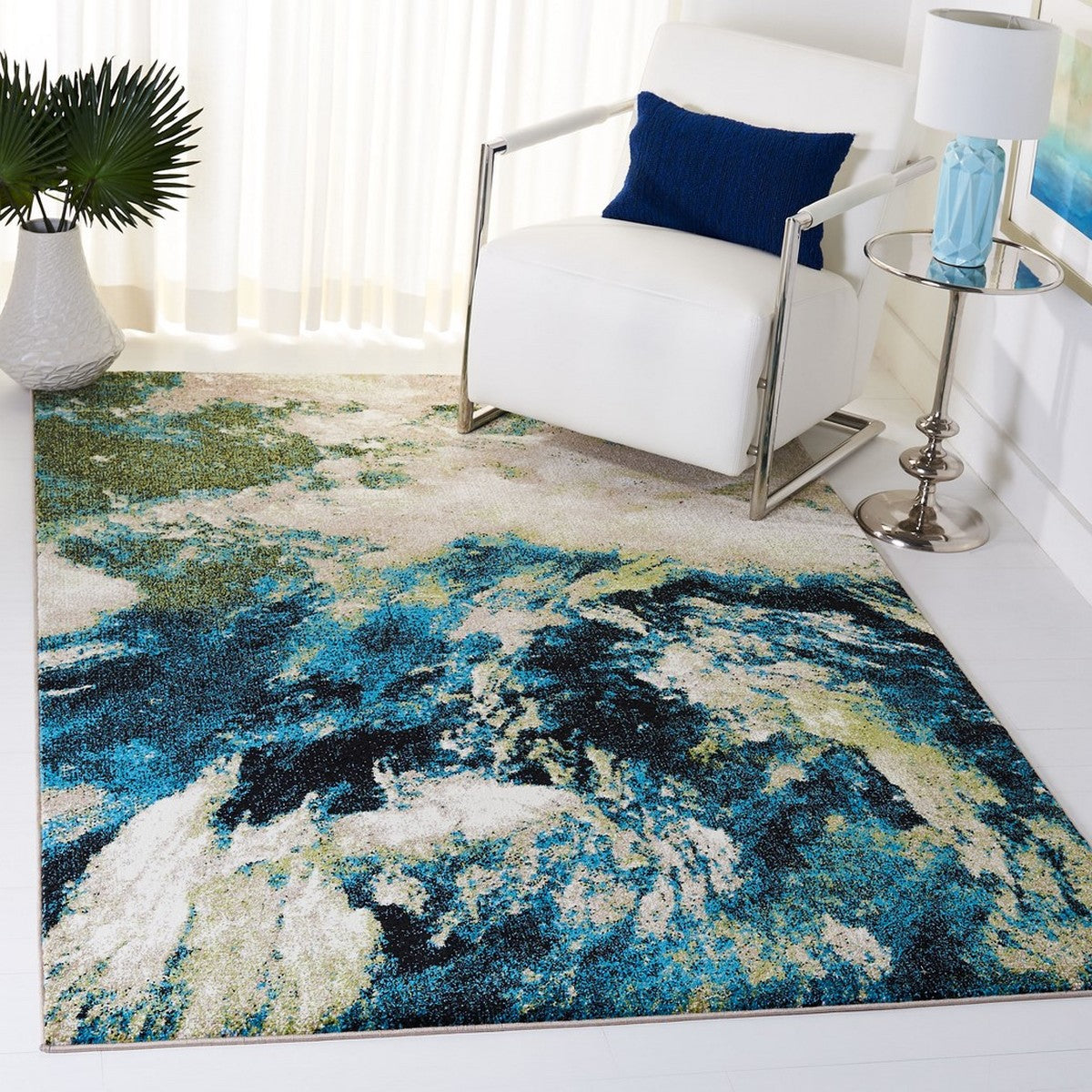 Luxurious Power Loomed Glacier Contemporary Rug - 100% Polypropylene with Durable Latex Backing