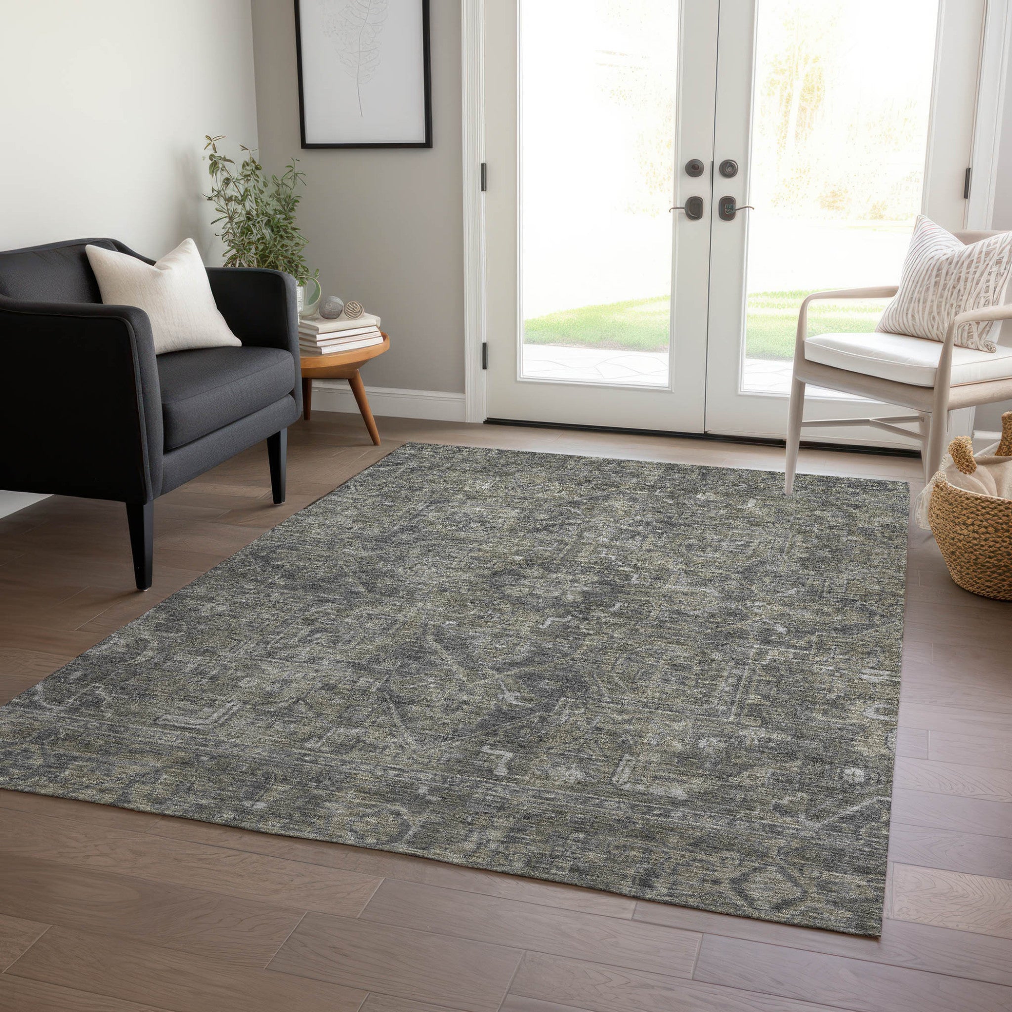 Fashionable Stain-Repellent Oriental Round Runner Rug - Anti-Slip for Indoor & Outdoor