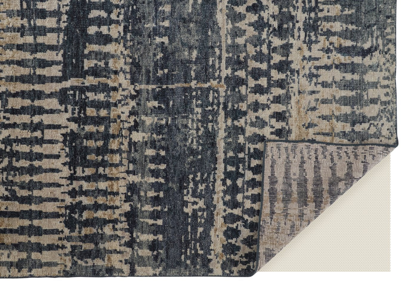 Luxurious Low-Pile Hand-Knotted Wool Rug with Abstract Geometric Patterns for Every Space