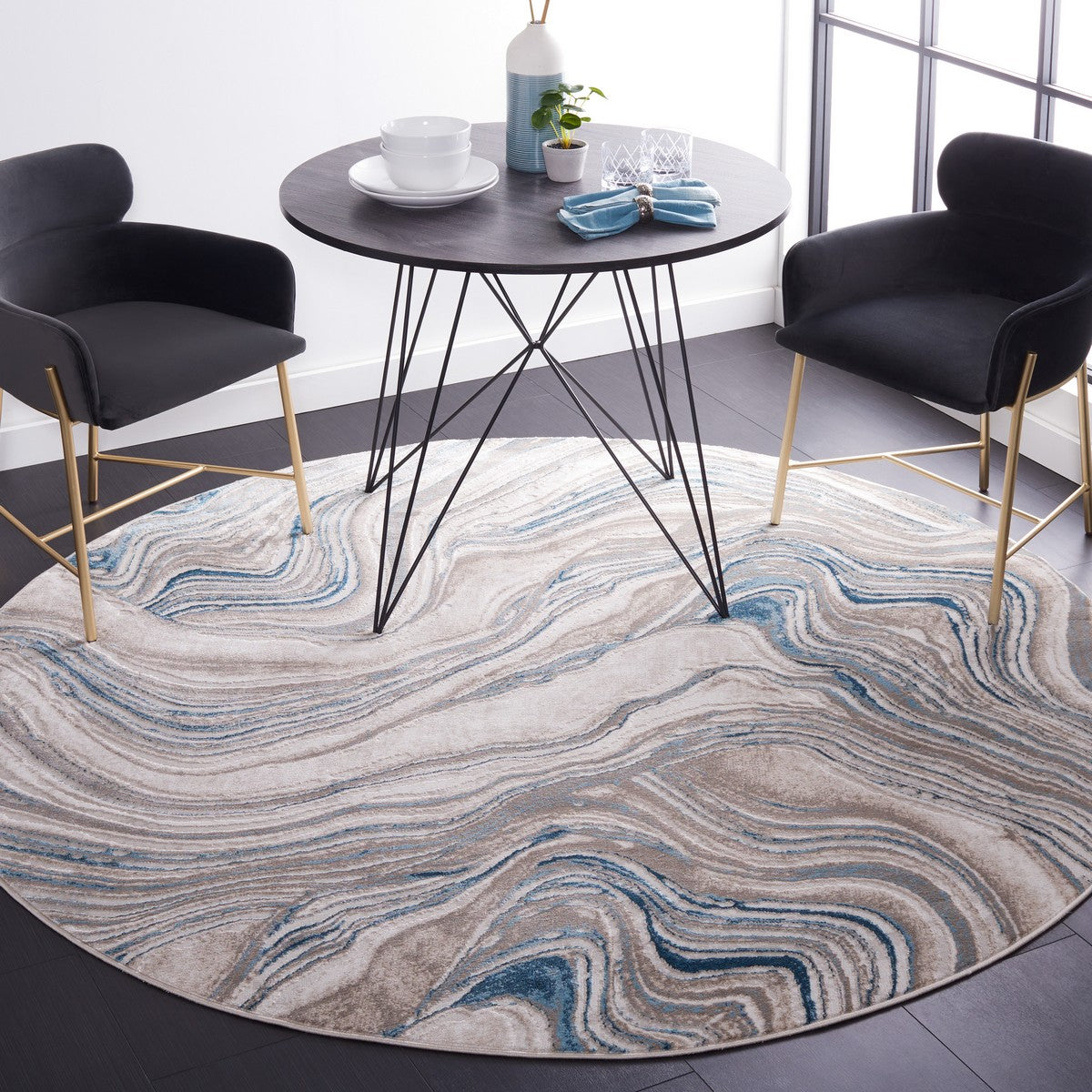 Stylish Meadow Contemporary Power Loomed Rug: Polypropylene, Jute & Polyester Blend for Home
