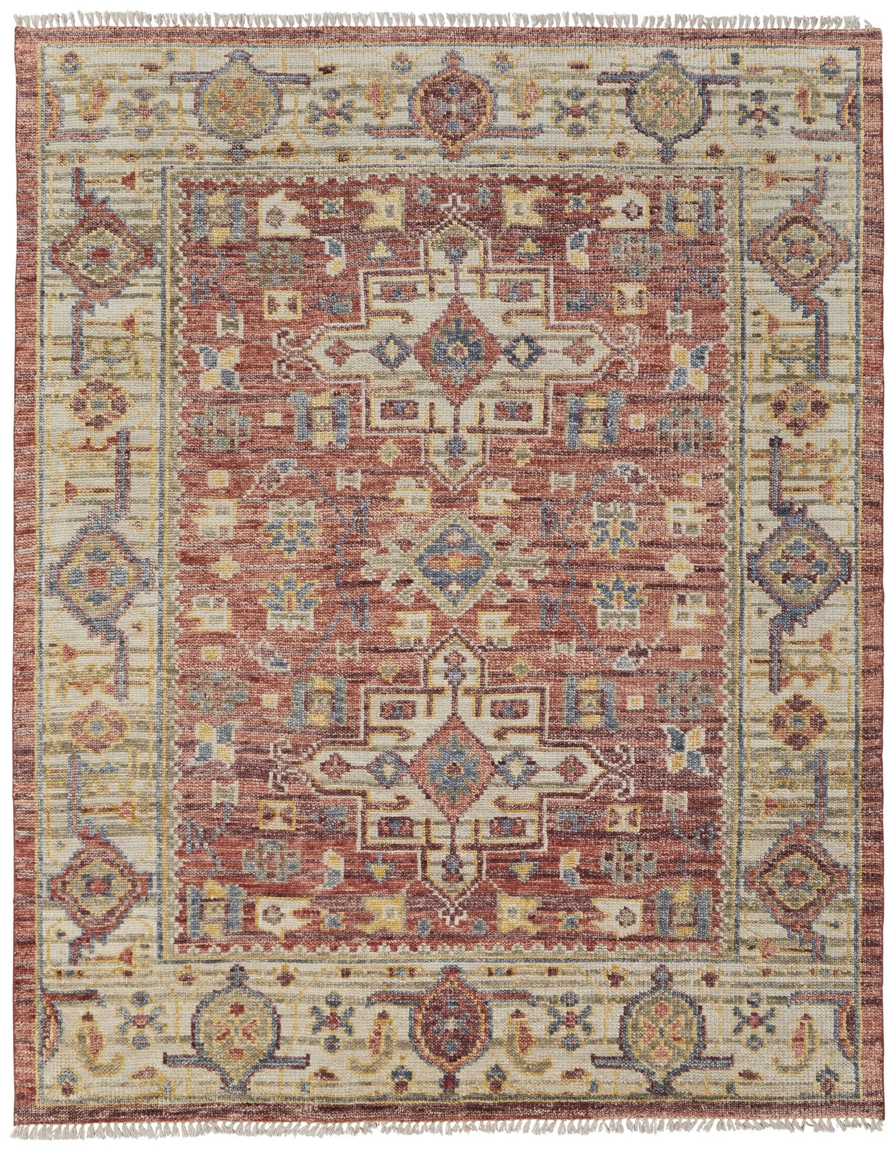 Artisan-Hand-Knotted Wool Rug in Vibrant Southwestern Colors