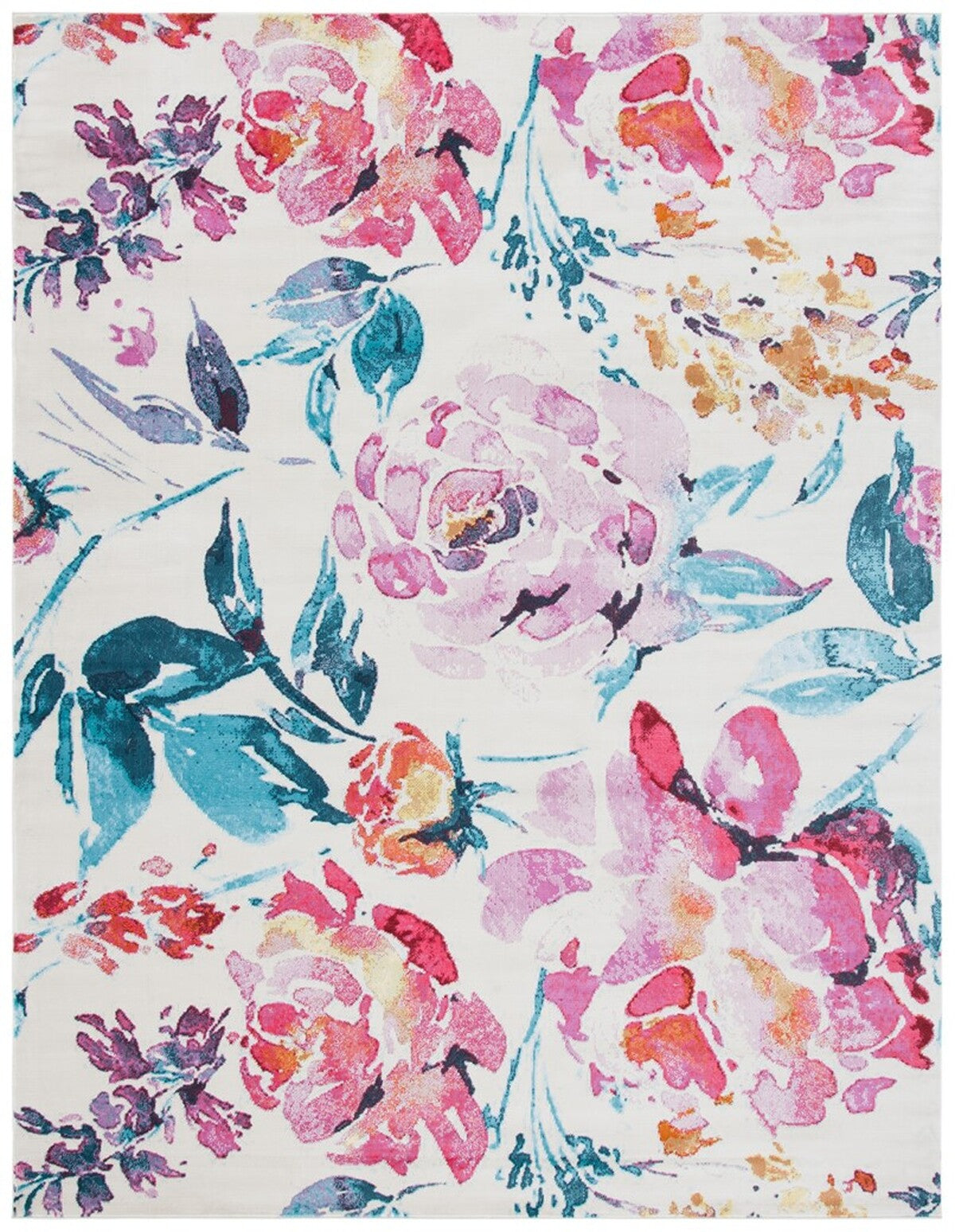 Lillian Stylish & Durable Power Loomed Polypropylene Country Floral Rug for Any Space