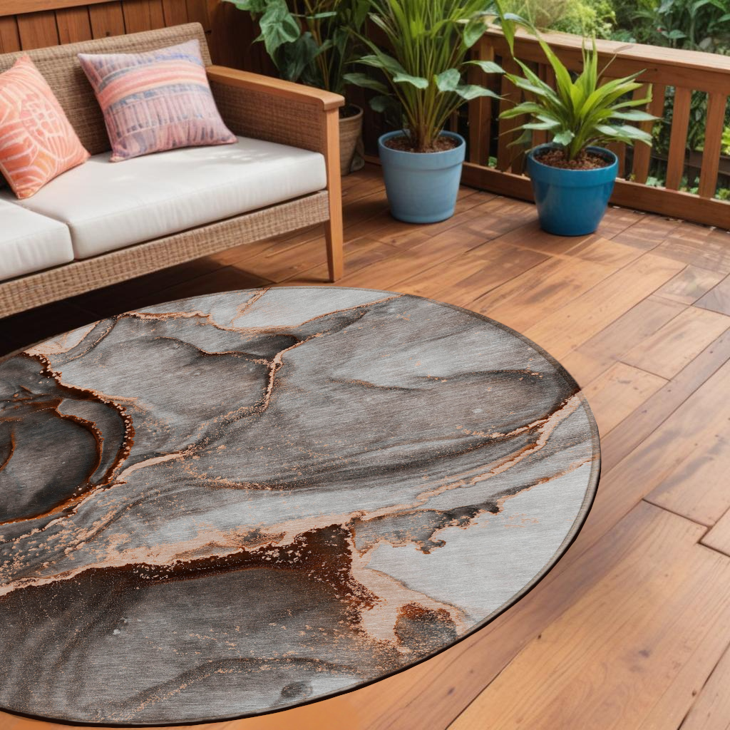 Stylish Peach Abstract Washable Non-Skid Runner Rug for Indoor/Outdoor Use