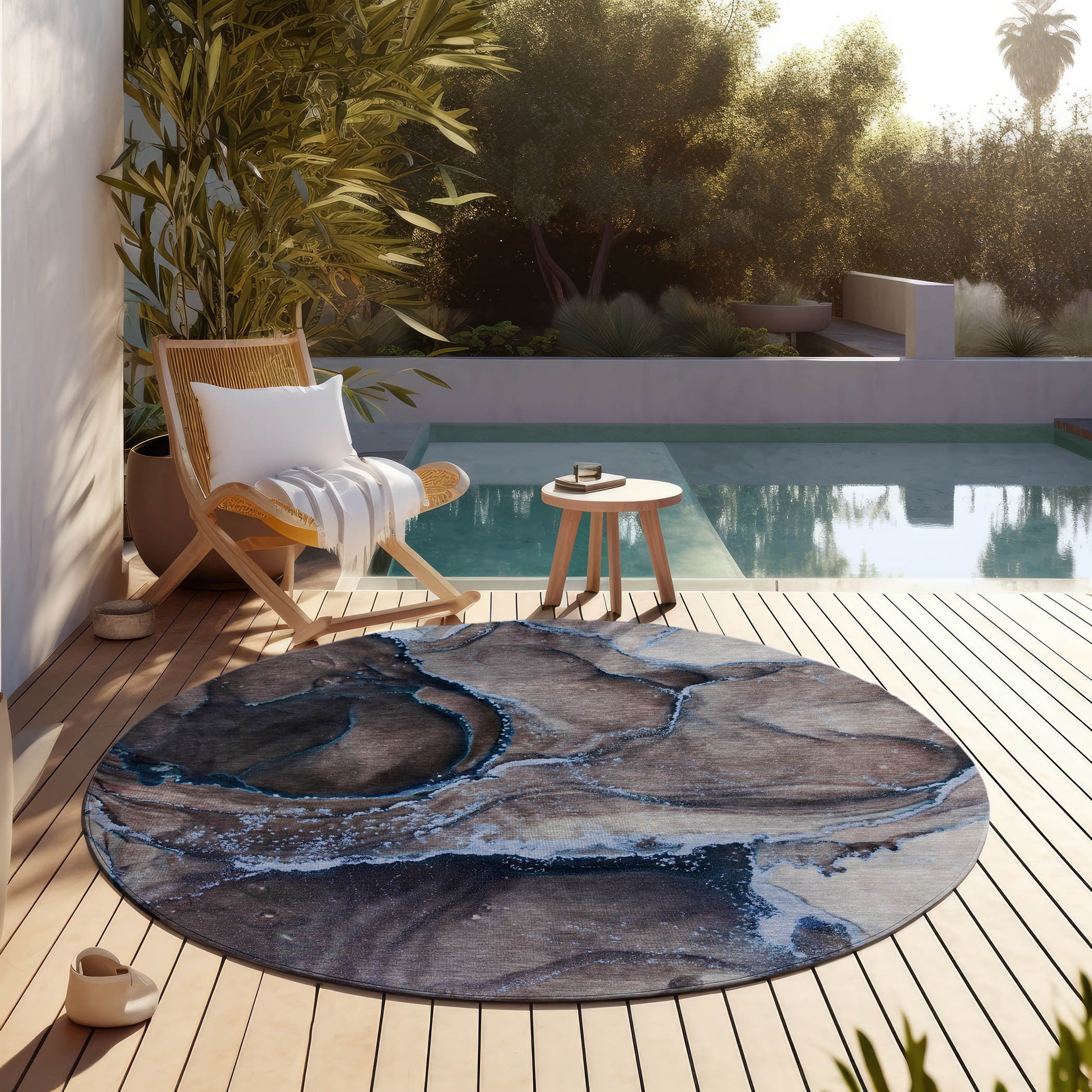 Stylish Peach Abstract Washable Non-Skid Runner Rug for Indoor/Outdoor Use