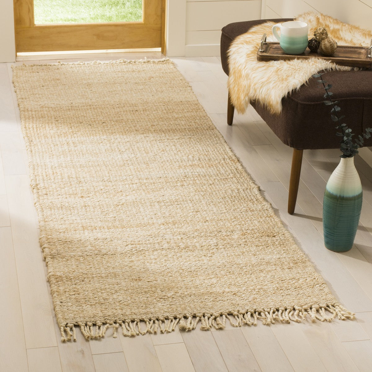 Exquisite Natural Hand-Woven Jute Area Rug with Elegant Rectangle Design for Eco-Friendly Home Decor, Sourced from India