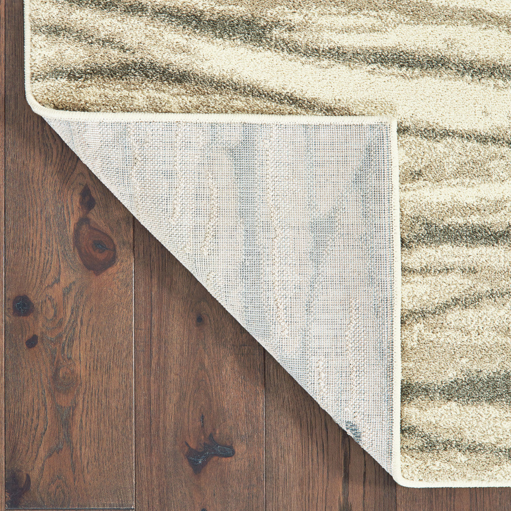 Stain-Resistant Ivory, Sand & Ash Abstract Runner Rug for Homes with Kids and Pets