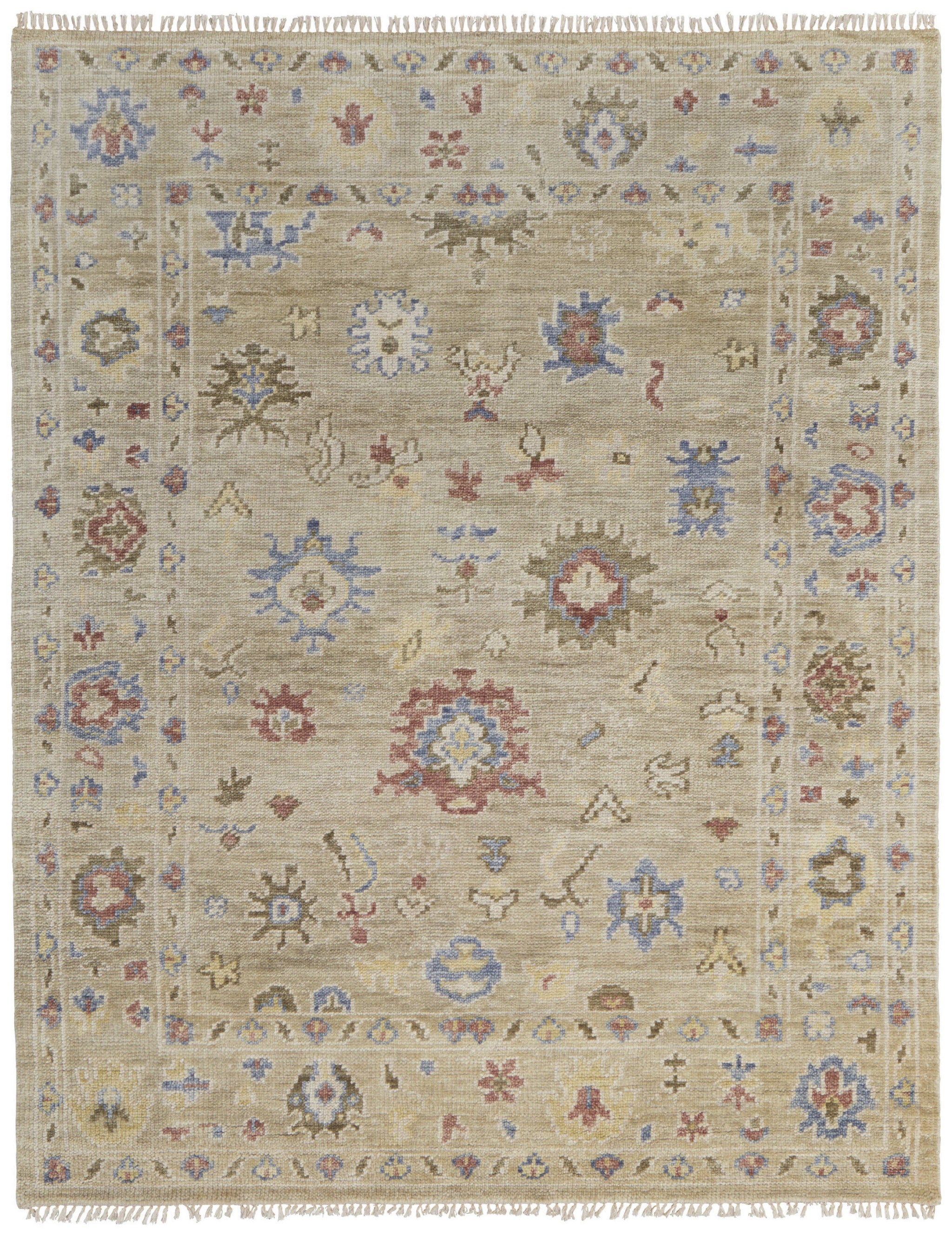 Unique Hand-Knotted Wool Floral Area Rug with Tassels for Stylish Home Decor