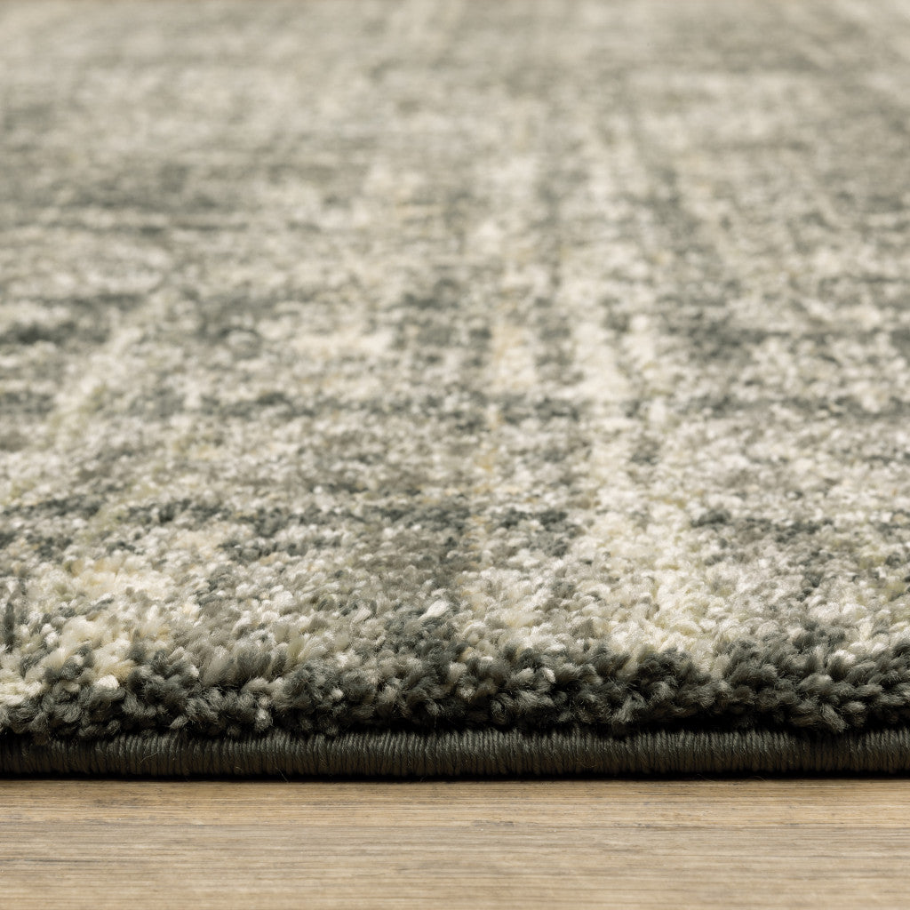 Stylish Stain-Resistant Abstract Runner Rug in Charcoal Grey & Beige