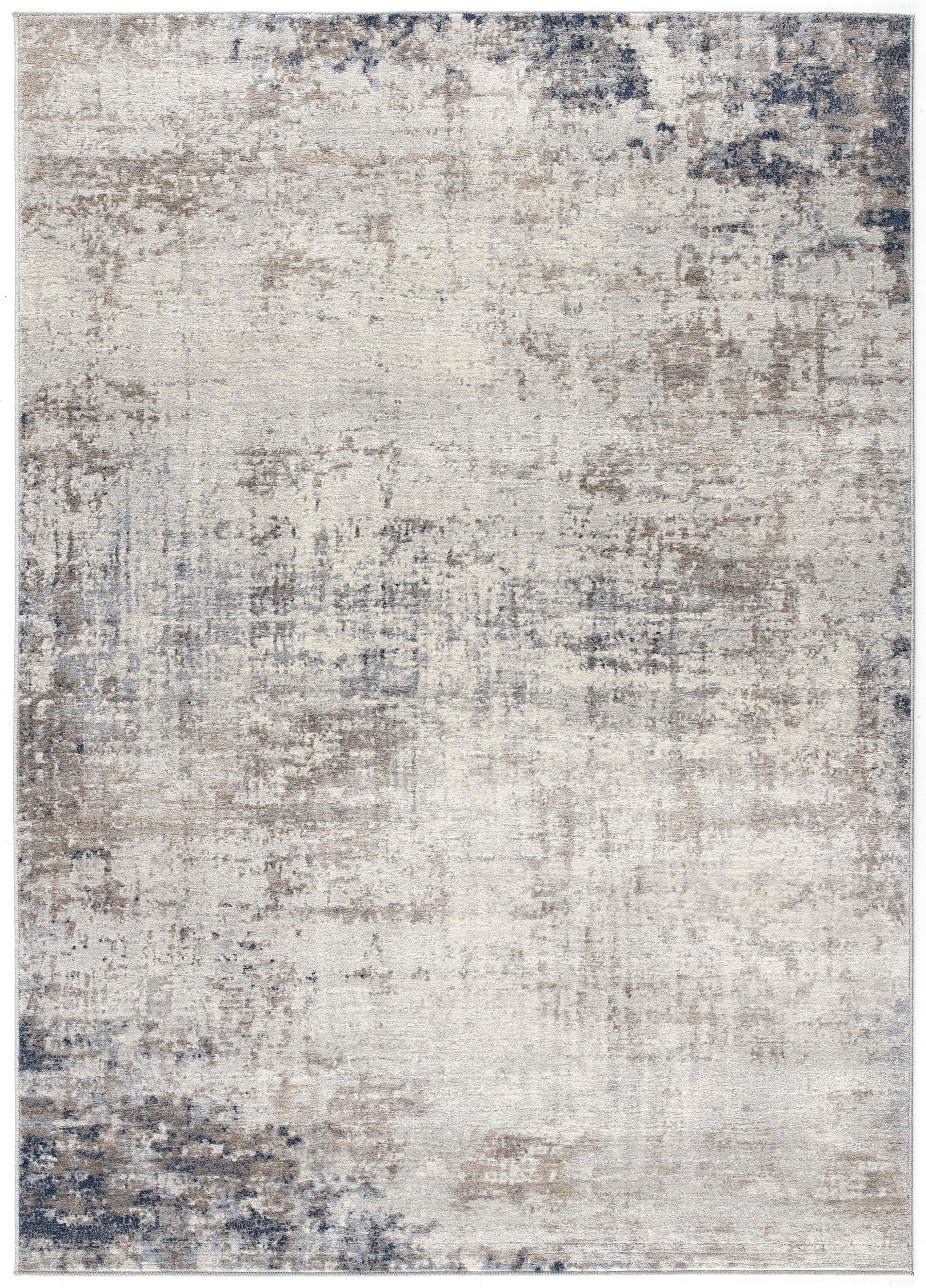 Stylish Navy Blue Distressed Runner Rug - Abstract Design, Durable & Cozy
