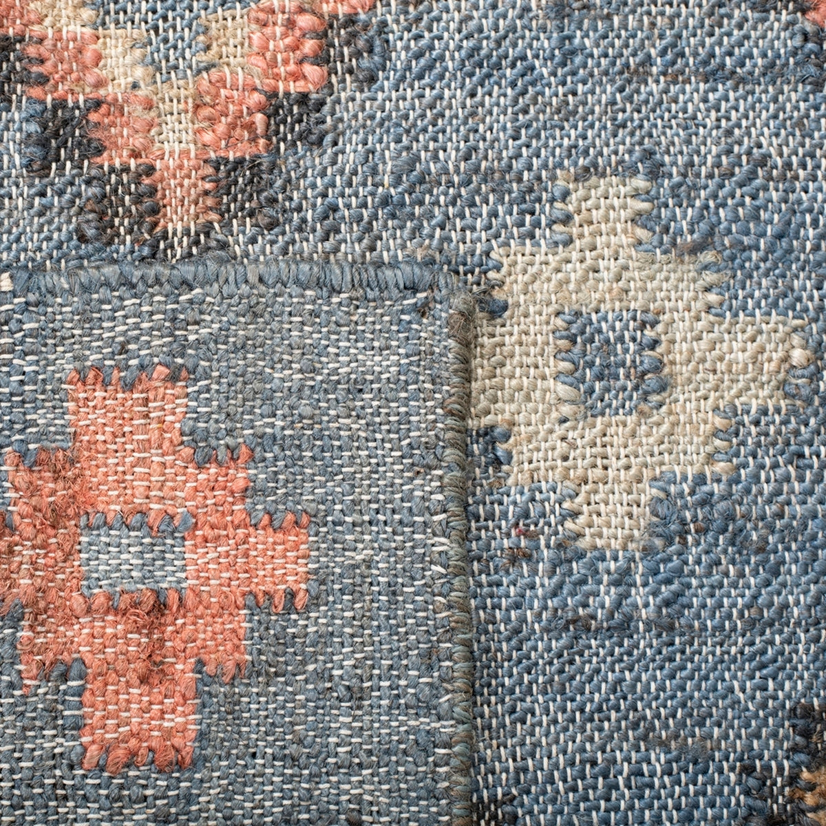Handmade Indian Artisan Kilim Rectangle Rug Crafted from Jute and Cotton with Vibrant Design