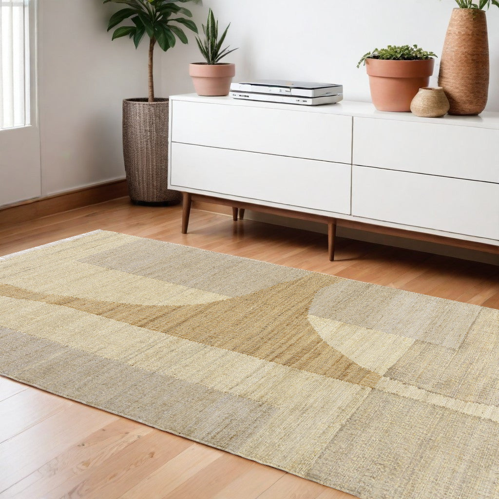 Exquisite Hand-Woven 8-Foot Natural and Ivory Abstract Jute Runner Area Rug for Elegant Home Decor