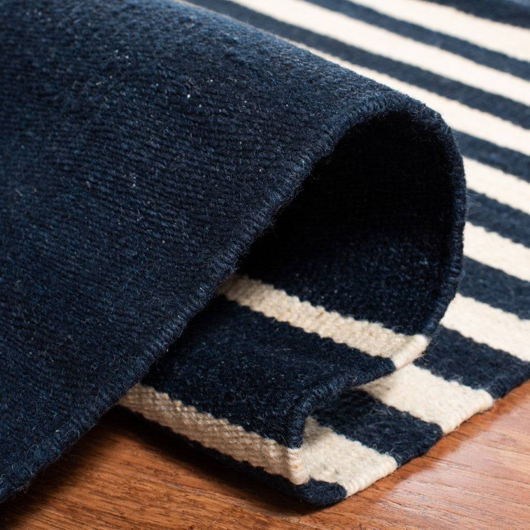 Exquisite Hand-Woven Wool Area Rug with Elegant Stripe Design from India for Cozy Living Spaces