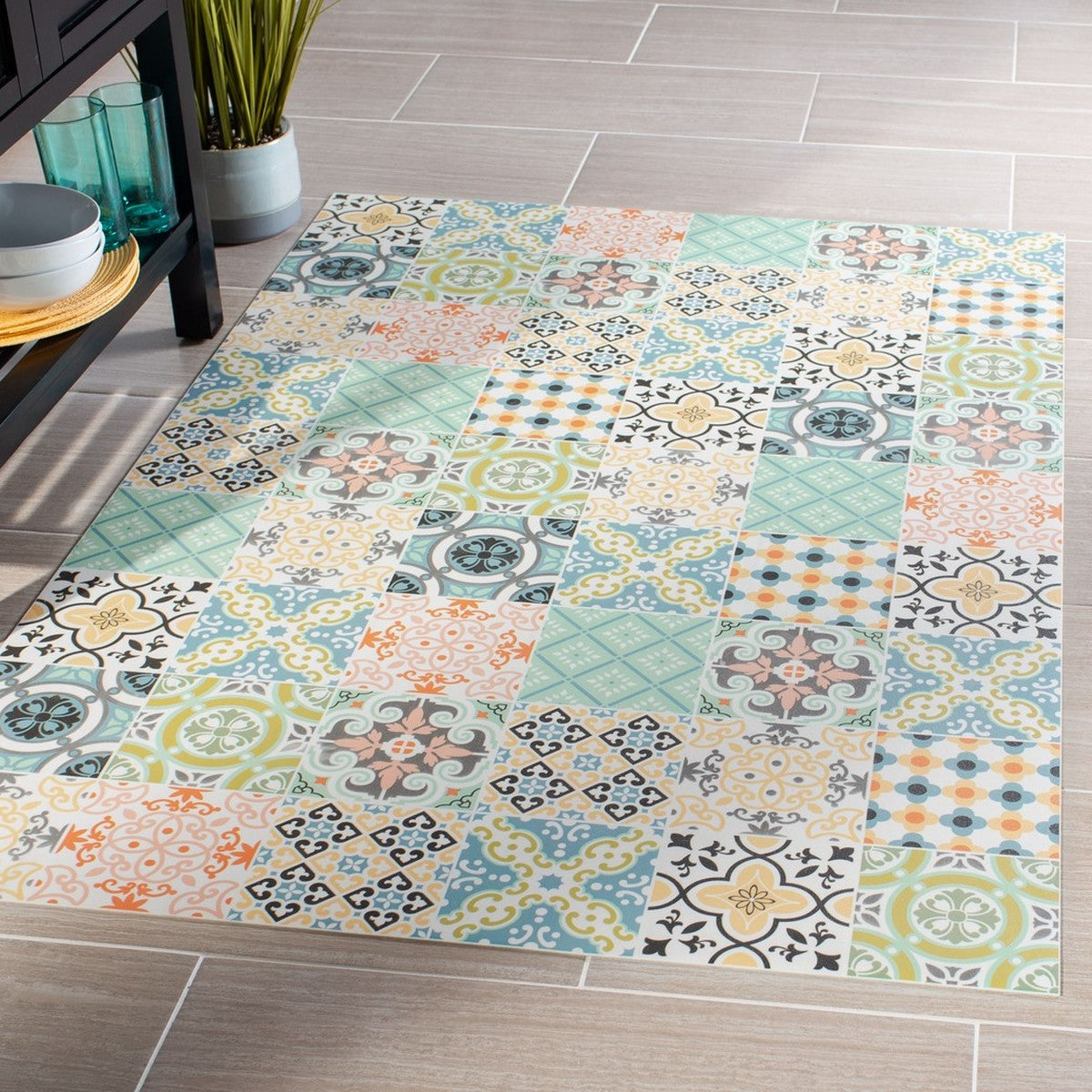 Stylish and Low-Maintenance Durable PVC Vinyl Floor Rug
