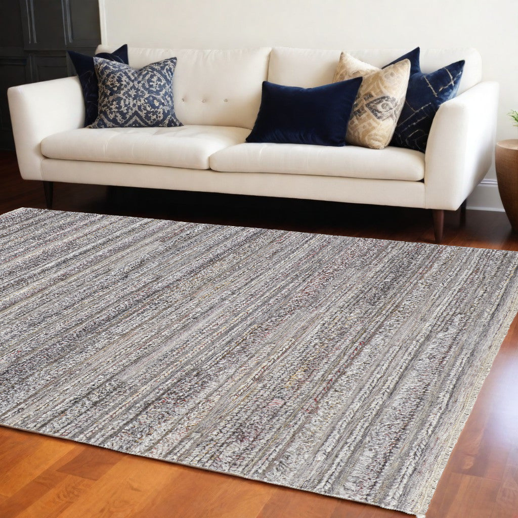 Stylish Hand-Woven Stain-Resistant Area Rug in Ivory & Taupe Stripes for Homes