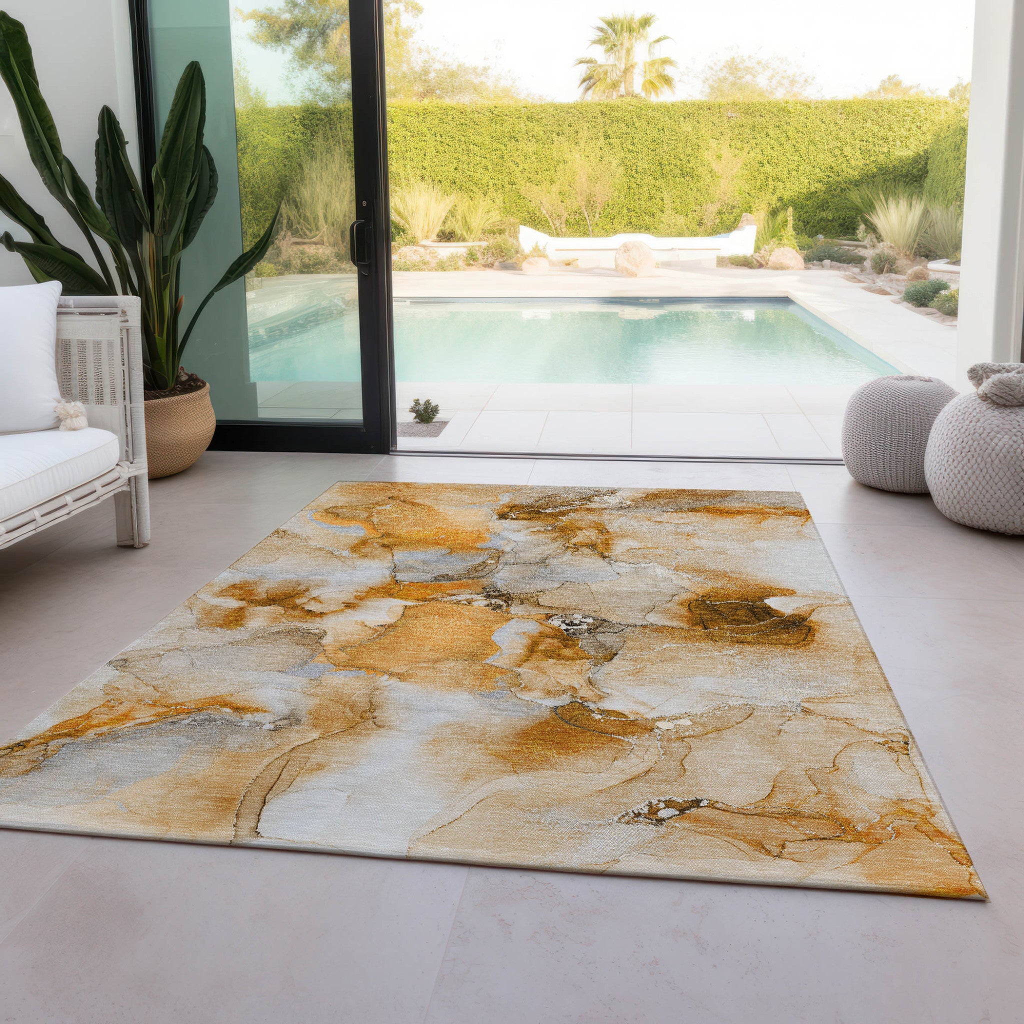 Stylish and Functional Outdoor Abstract Washable Runner Rug with Stain Resistance and Non - Skid Feature for Any Indoor or Outdoor Space