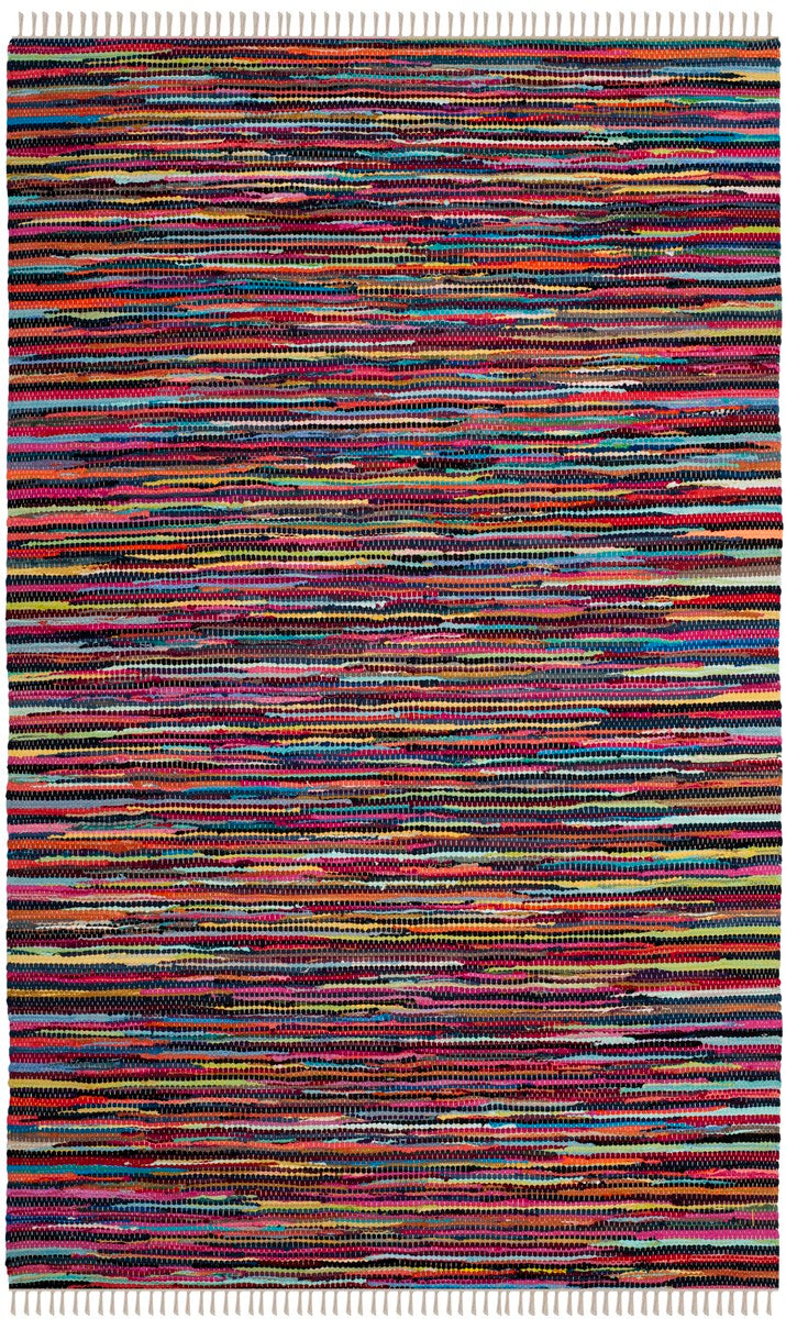 Handmade Artisan Woven Cotton Pile Rag Rug - Stunning Vibrant Textural Design for a Touch of Casual Elegance in Your Home