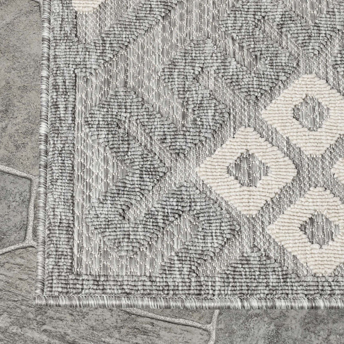 5' x 7' Stylish Grey Geometric Area Rug - Stain-Resistant & Non-Skid for Indoors/Outdoors