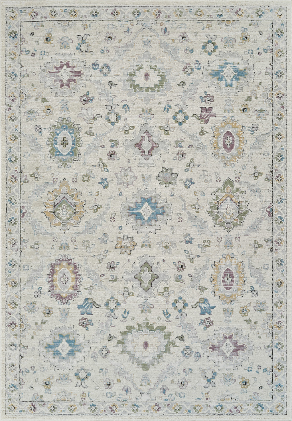 4' x 6' Stain-Resistant Cream & Beige Abstract Distressed Area Rug for Kids and Pets