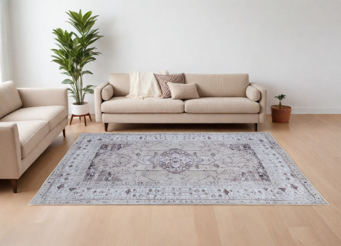 Exquisite Stylish Oriental Washable Area Rug with Worn Faded Design and Soft Texture, Ideal for Any Indoor Space