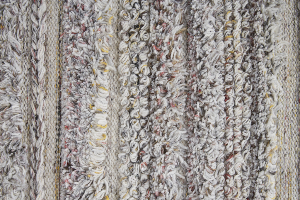Stylish Hand-Woven Stain-Resistant Area Rug in Ivory & Taupe Stripes for Homes