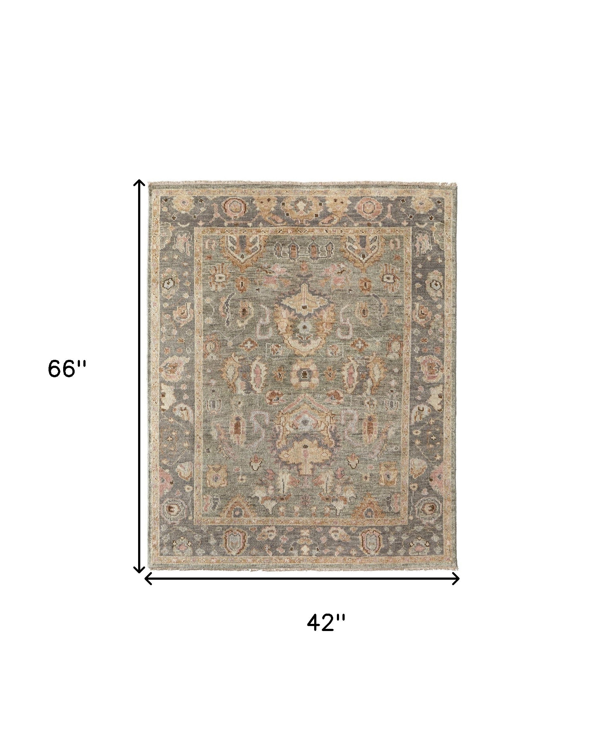 Exquisite Hand - Knotted Wool Area Rug with Fringe Featuring an Elegant Oriental Design, Ideal for Cozy Family Homes and Kids' Spaces