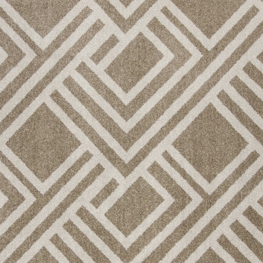Stylish Beige Geometric Outdoor and Indoor Area Rug, 63H x 91W