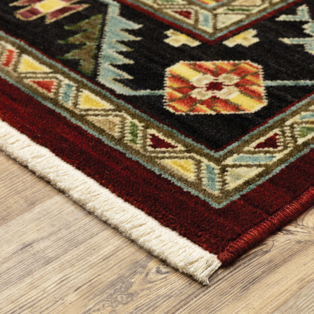 Vibrantly Colored Oriental Design Stain Resistant Area Runner Rug with Fringe in Red, Ivory, Blue, and Orange for Home Decor