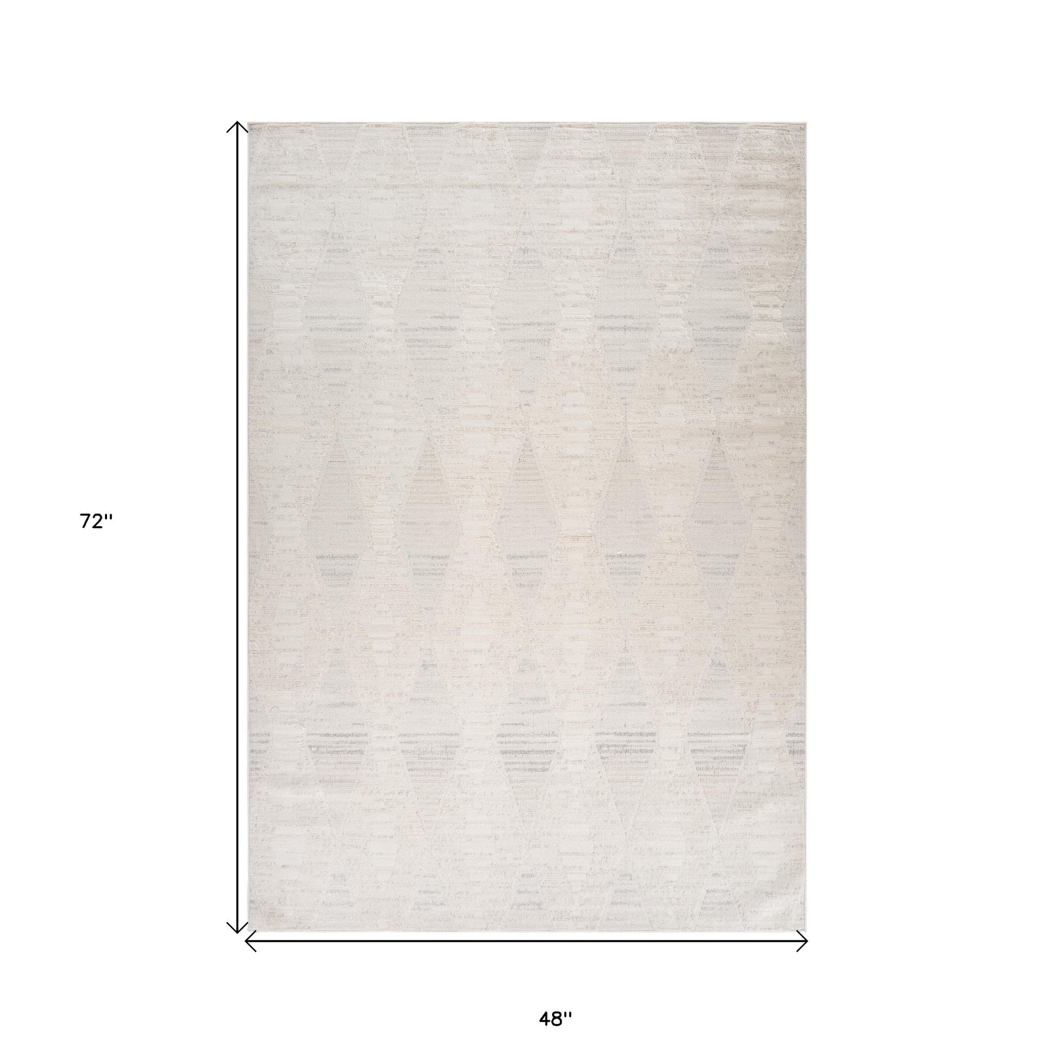 Durable and Stain-Resistant Cream & Beige Geometric Distressed Area Rug for Any Interior Space