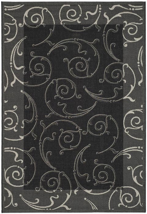Stylish Courtyard Decor - Luxurious Power Loomed Indoor and Outdoor Area Rug Featuring an Elegant Vine Scroll Pattern