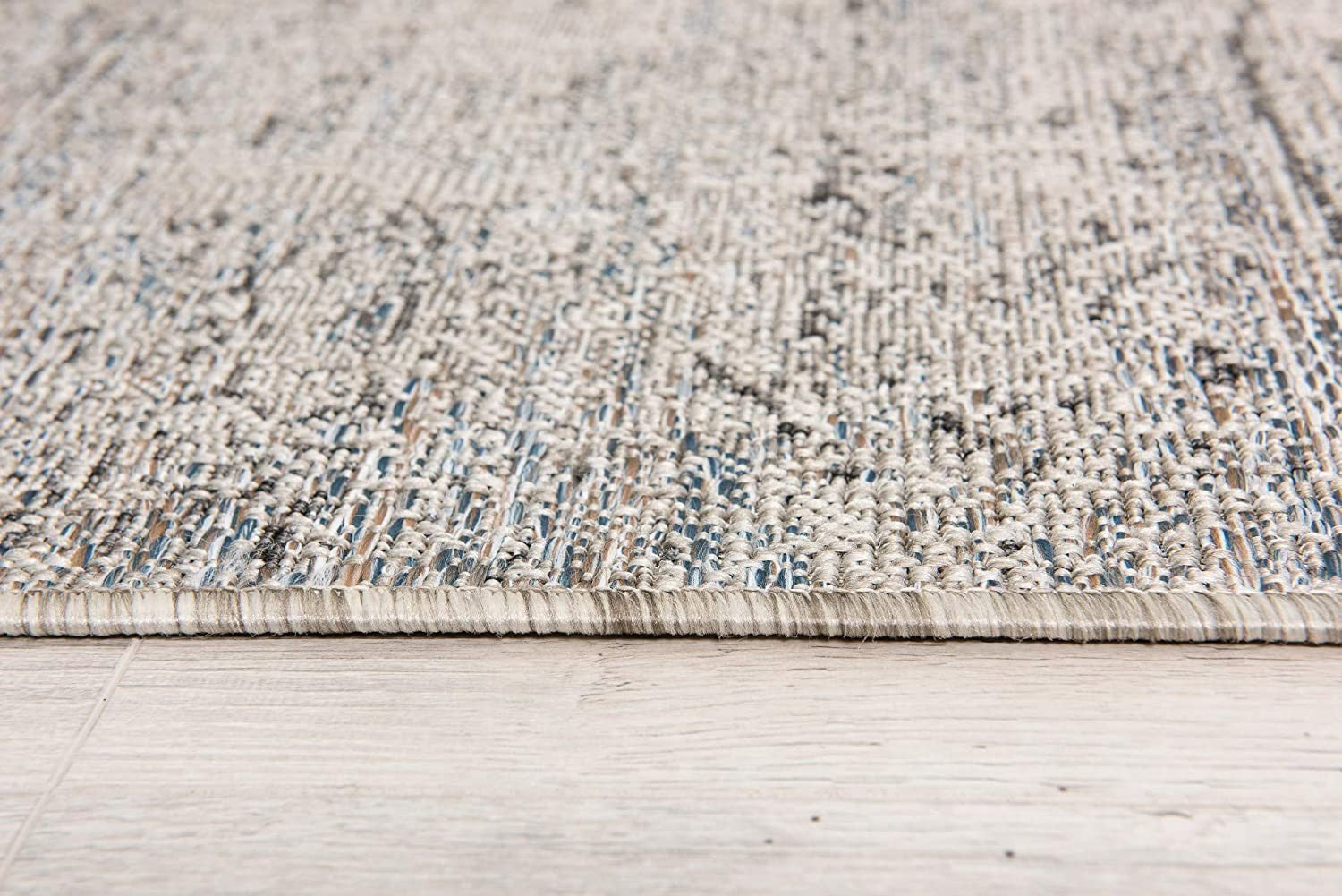 Elegant Turkish Blue and Gray Distressed Runner Rug for Durable Modern Home Decor