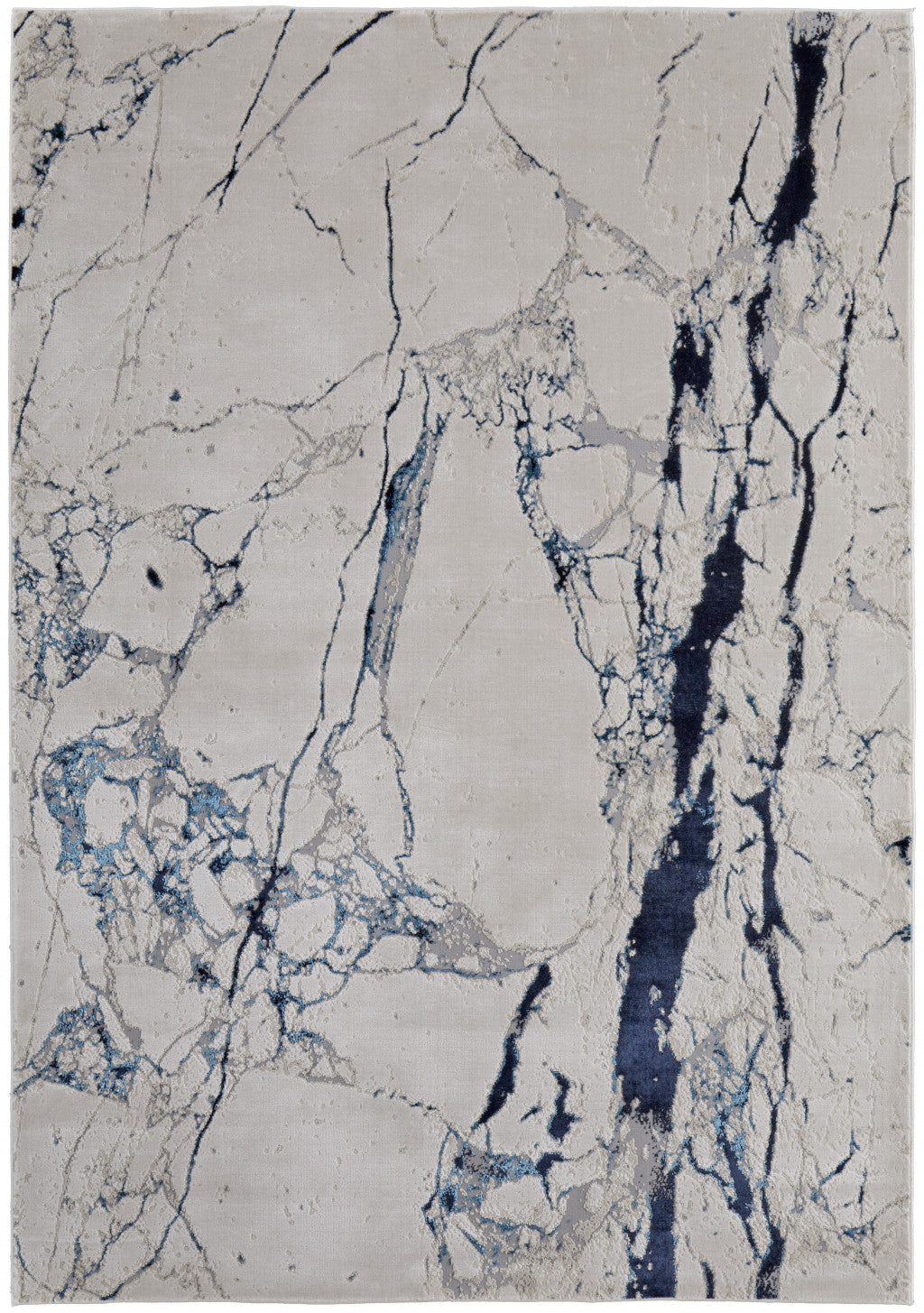 Elegant Ivory and Blue Marble Design Stain-Resistant Area Rug for Stylish and Comfortable Living Spaces