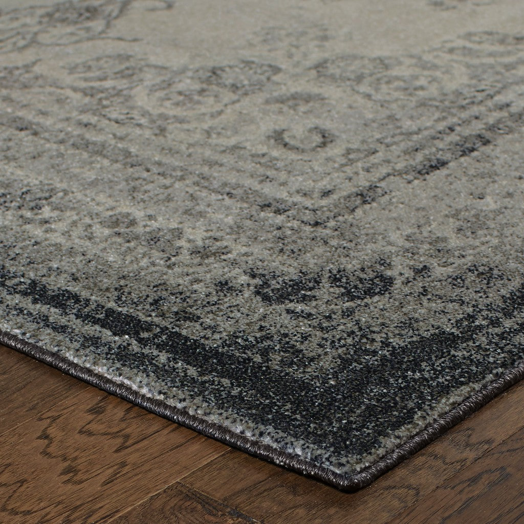 Ivory and Gray Medallion Area Rug - Durable, Easy - Care, Exuding Timeless Elegance
