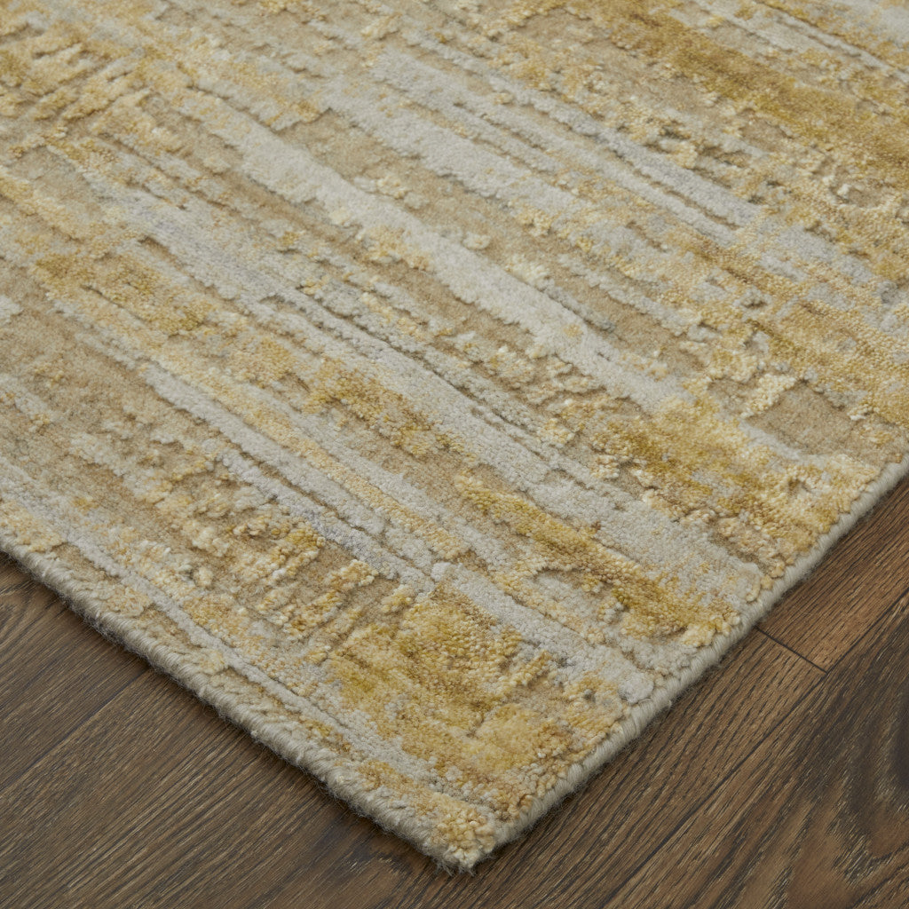 Stylish Hand-Woven Ivory Area Rug with Unique Yellow Abstract Design for Your Living Space