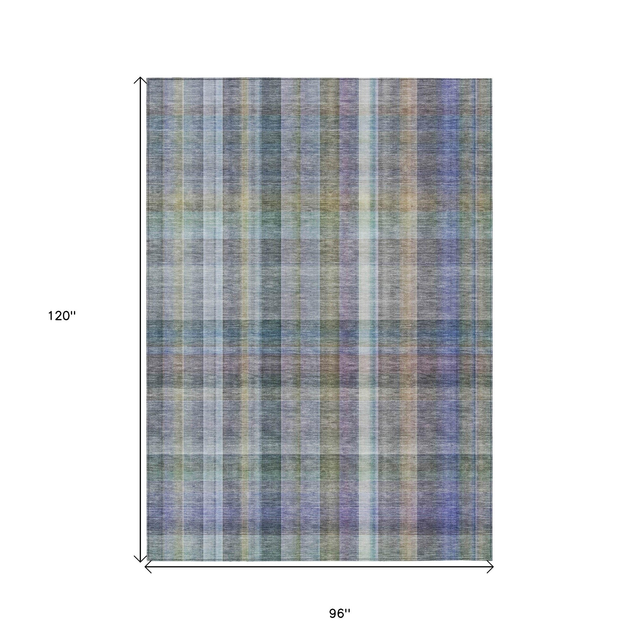 Stylish and Versatile Gray Plaid Indoor Outdoor Washable Runner Rug with Non-Skid and Stain Resistant Features for Decorating Your Space