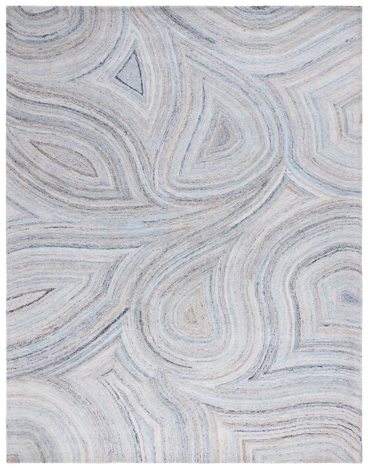 Luxurious Hand-Tufted Abstract Contemporary Rug with Polyester-Wool Blend