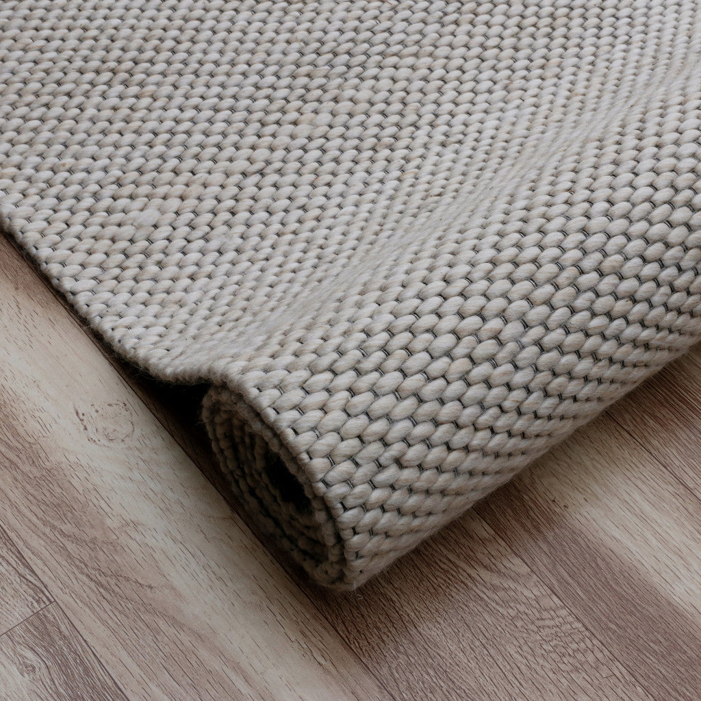 8x10 Foot Hand-Woven Beige Area Rug - Artisanal and Non-Slip for Any Decor