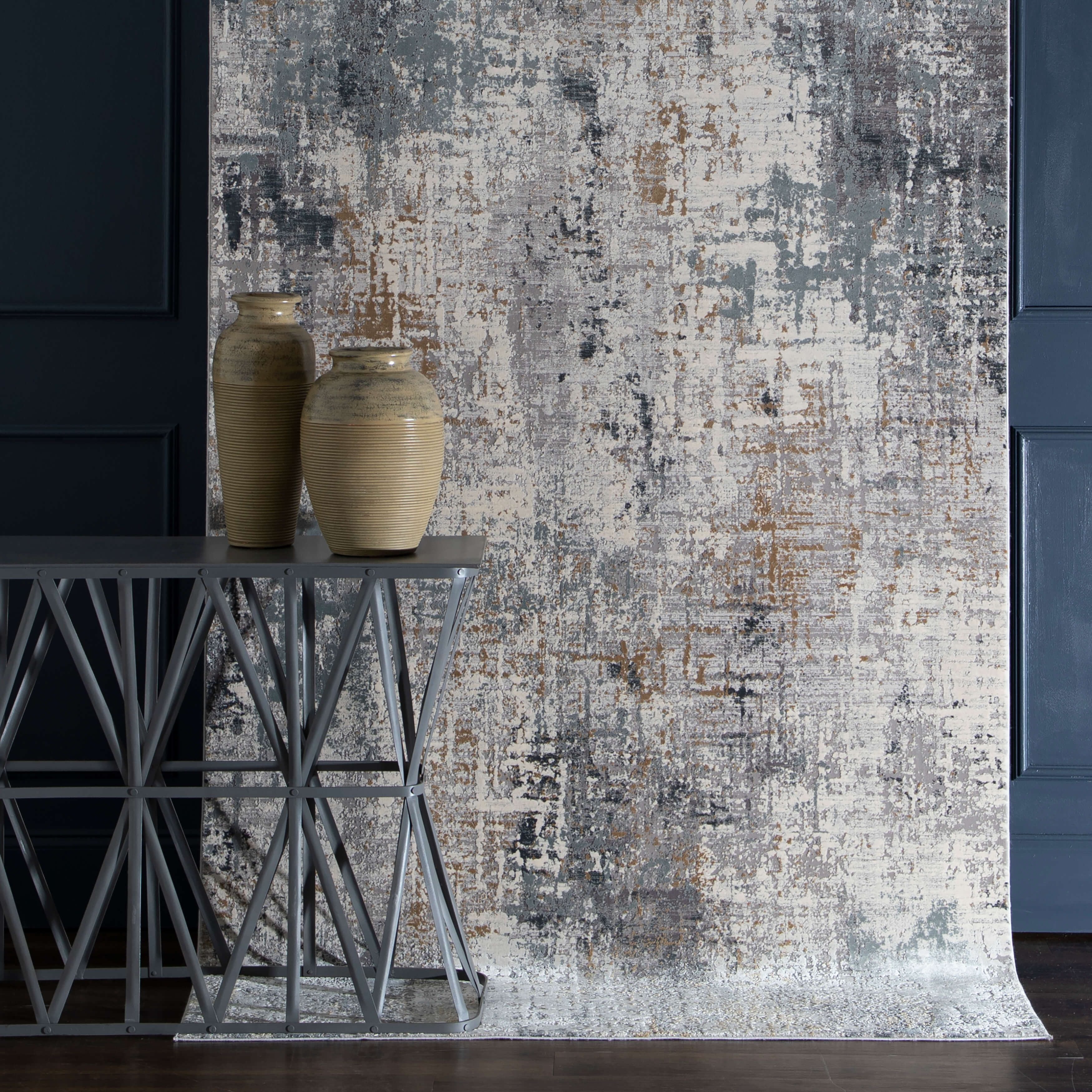 Karastan Tryst Modern Abstract Area Rug - Luxurious Rayon Blend, Distressed Look, Easy Care