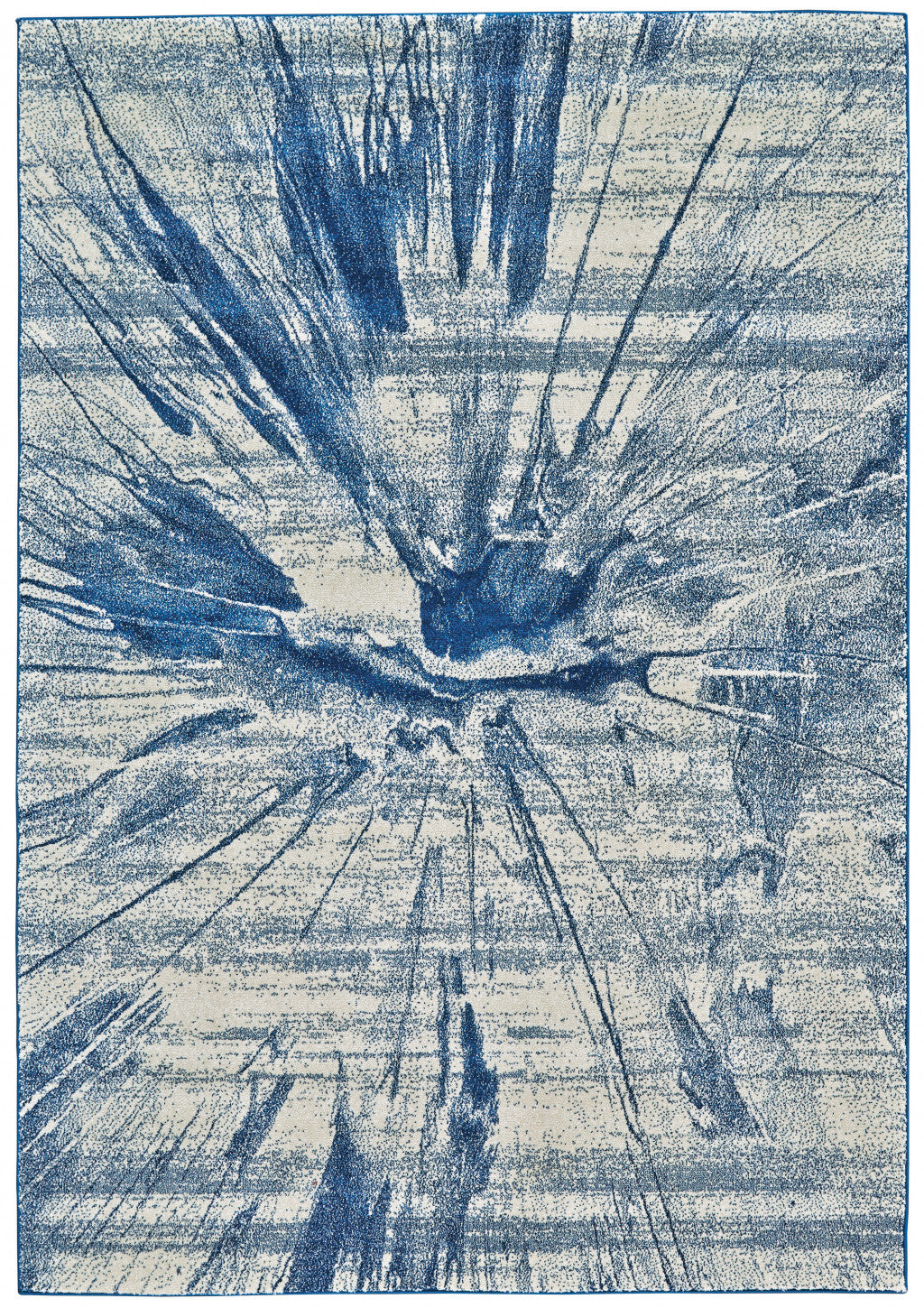 Luxurious Stain-Resistant Blue and Ivory Turkish Area Rug for Home Coziness