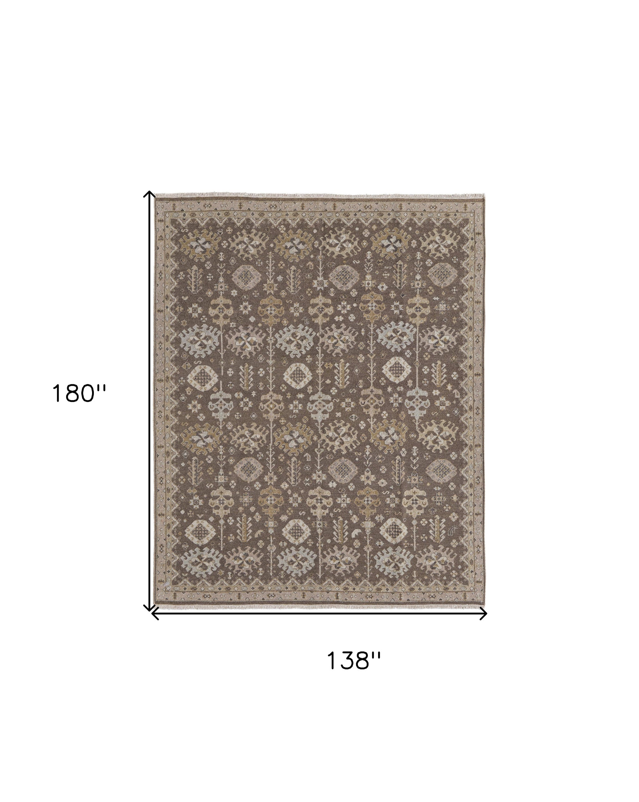 Exquisite Hand-Knotted Gray and Ivory Oriental Wool Area Rug with Fringe - Stain-Resistant and Timeless Decor Piece