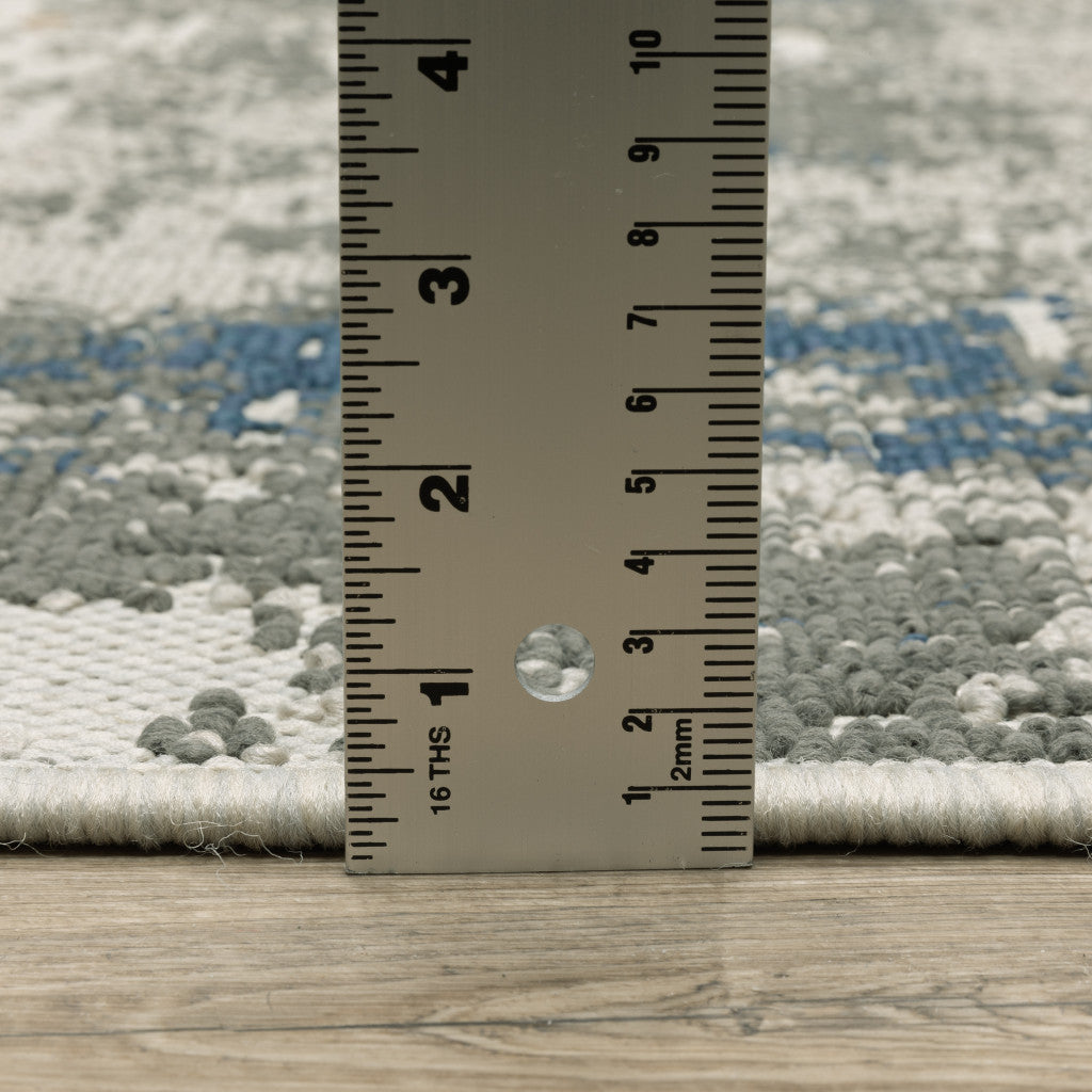 High - Quality Stain - Resistant Abstract Outdoor and Indoor Area Rug in Blue and Beige Shades for Various Spaces