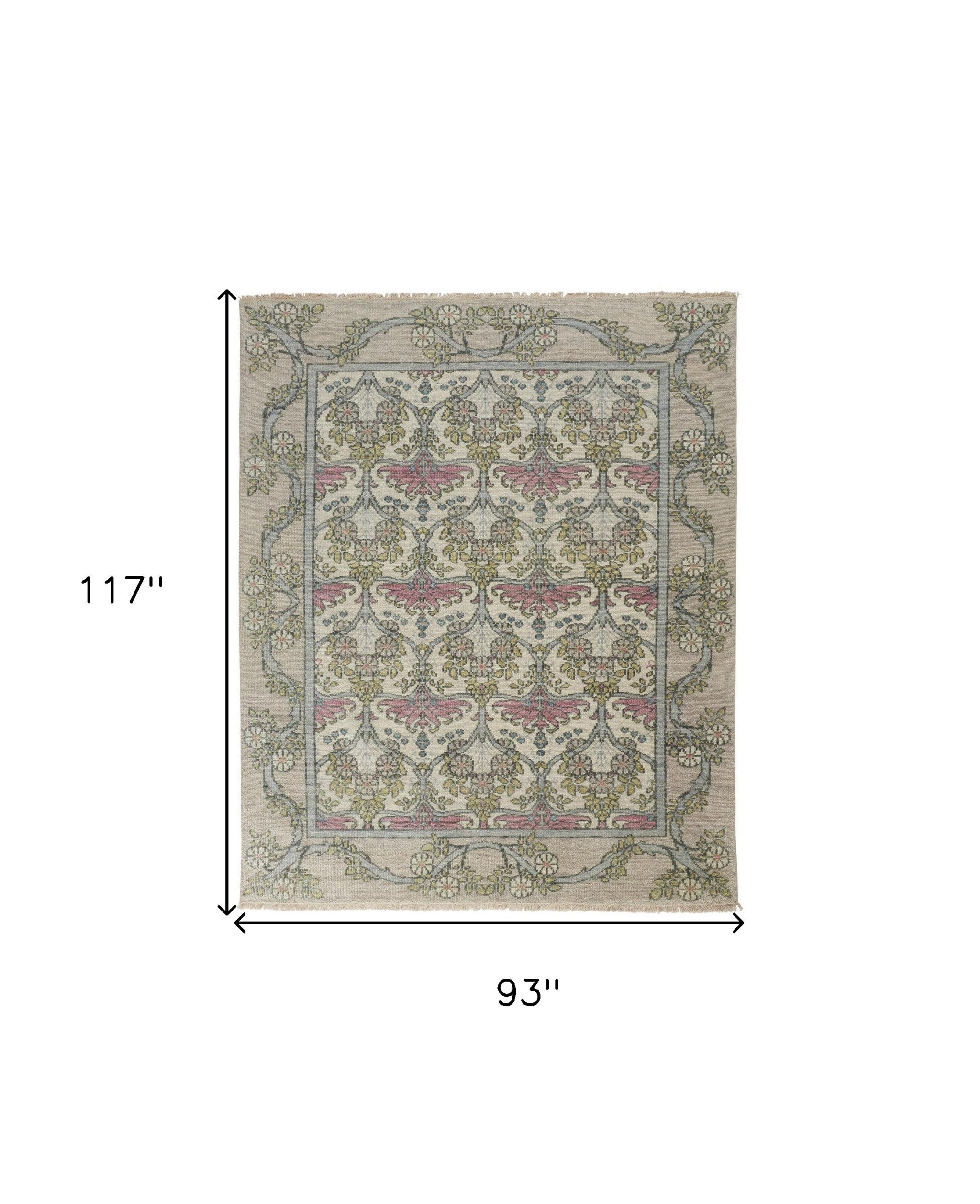 Stylish Hand-Knotted Wool Floral Area Rug with Stain-Resistant Feature, Ideal for Family Living Spaces