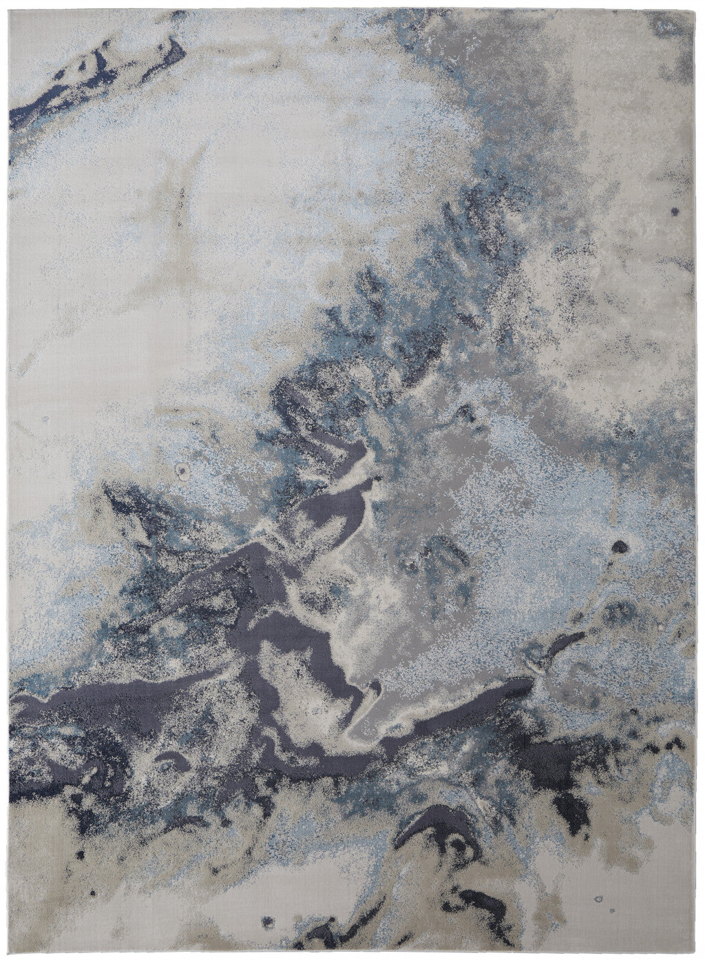 Stylish and Stain-Resistant Blue Abstract Polyester Area Rug for Comfortable Living Spaces