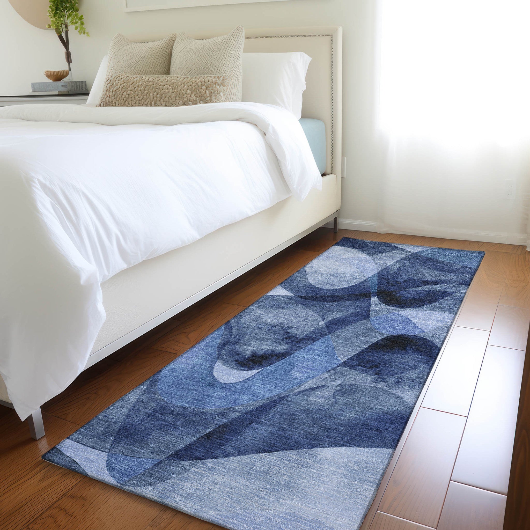 Modern Abstract Washable Non-Skid Purple Runner Rug for Indoor & Outdoor Use
