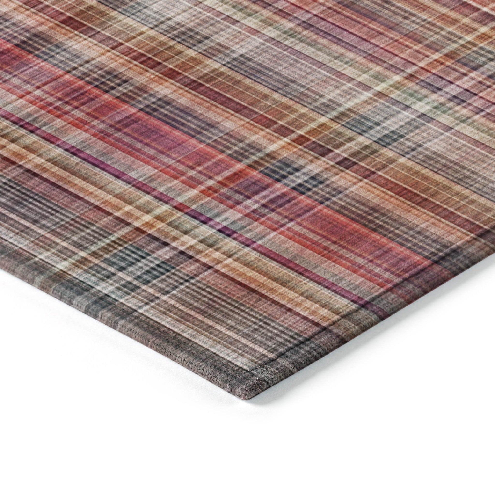Stylish and Practical Washable Polyester Plaid Indoor-Outdoor Non-Skid and Stain-Resistant Area Rug Ideal for Homes with Pets