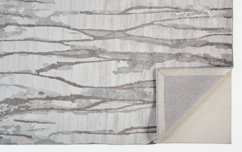 Stylish Hand-Tufted Ivory and Gray Abstract Area Rug for Room Decor