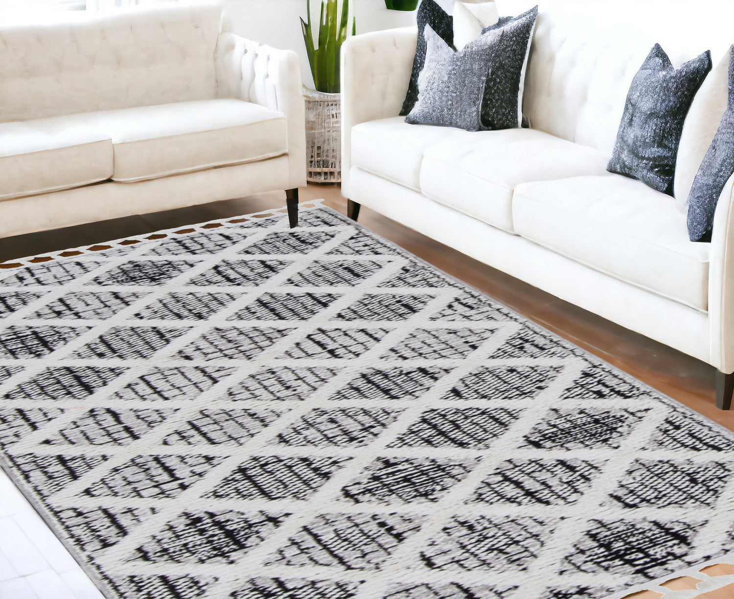 12x15 ft Charcoal Geometric Machine - Made Polyester Area Rug for Stylish Home Decor