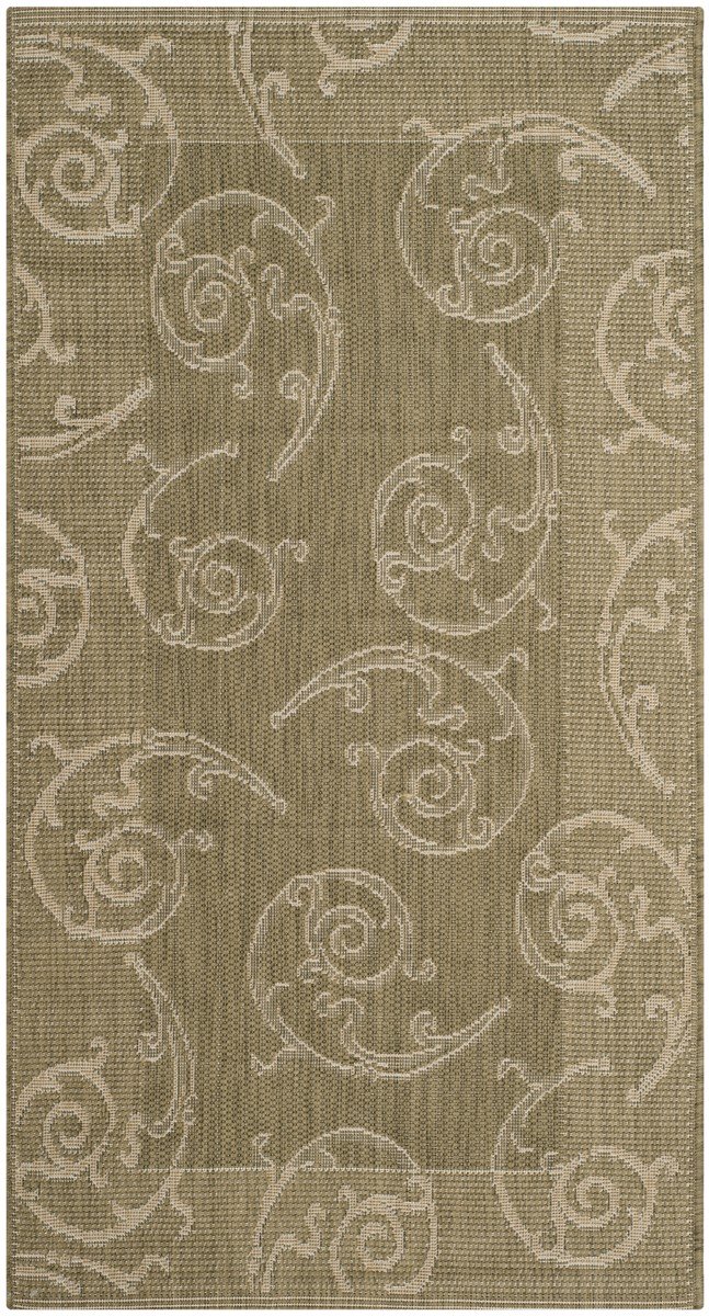 Stylish Courtyard Decor - Luxurious Power Loomed Indoor and Outdoor Area Rug Featuring an Elegant Vine Scroll Pattern