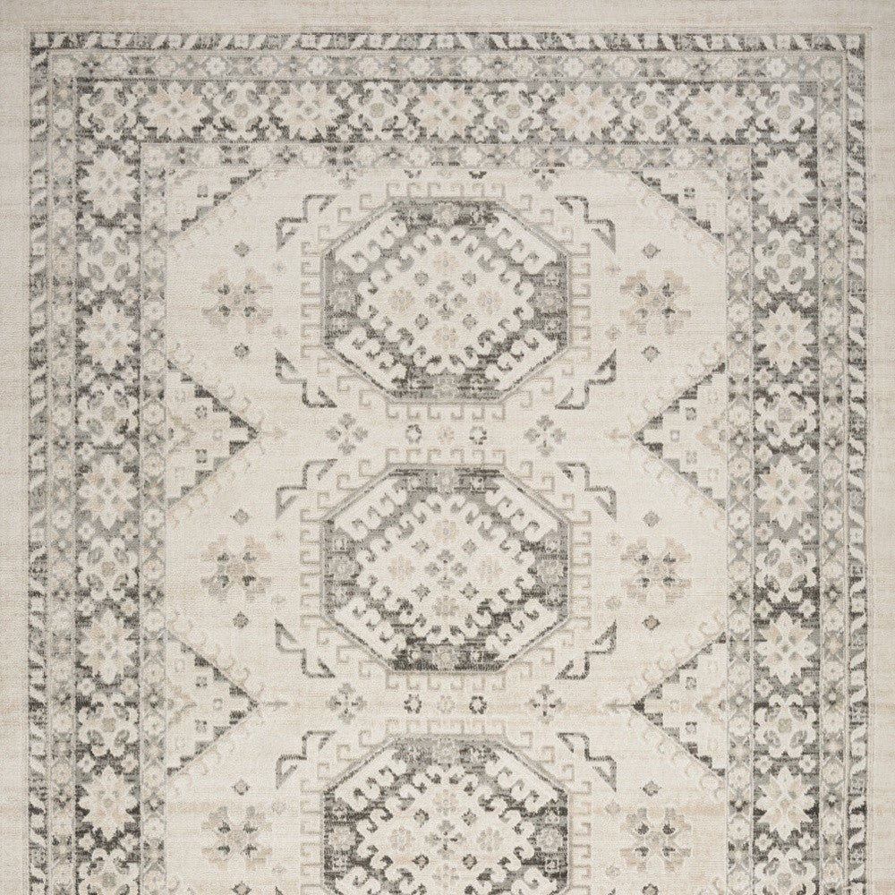 5' x 7' Gray Geometric Distressed Rectangle Area Rug for Stylish Home Decor