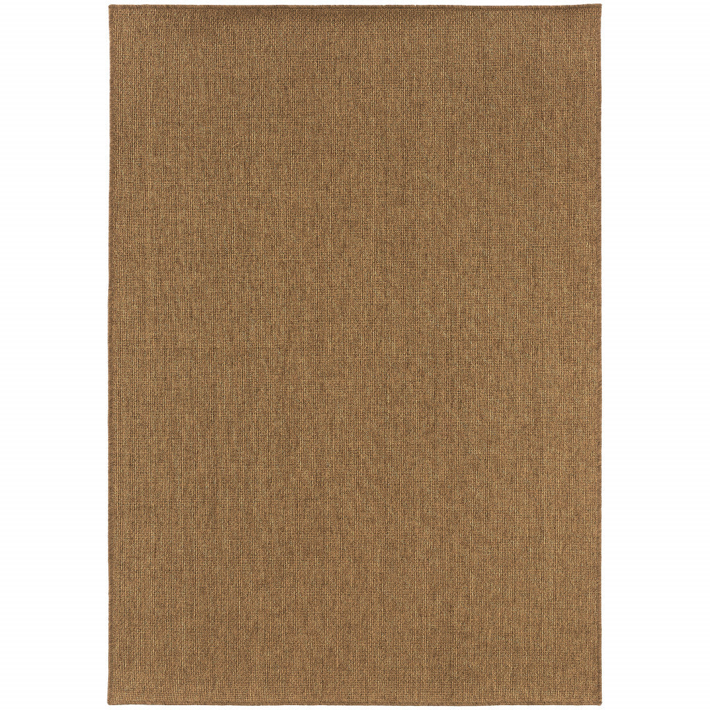 Elegant Tan-Colored Round Outdoor and Indoor Area Rug with Stain-Resistant Feature and Geometric Design
